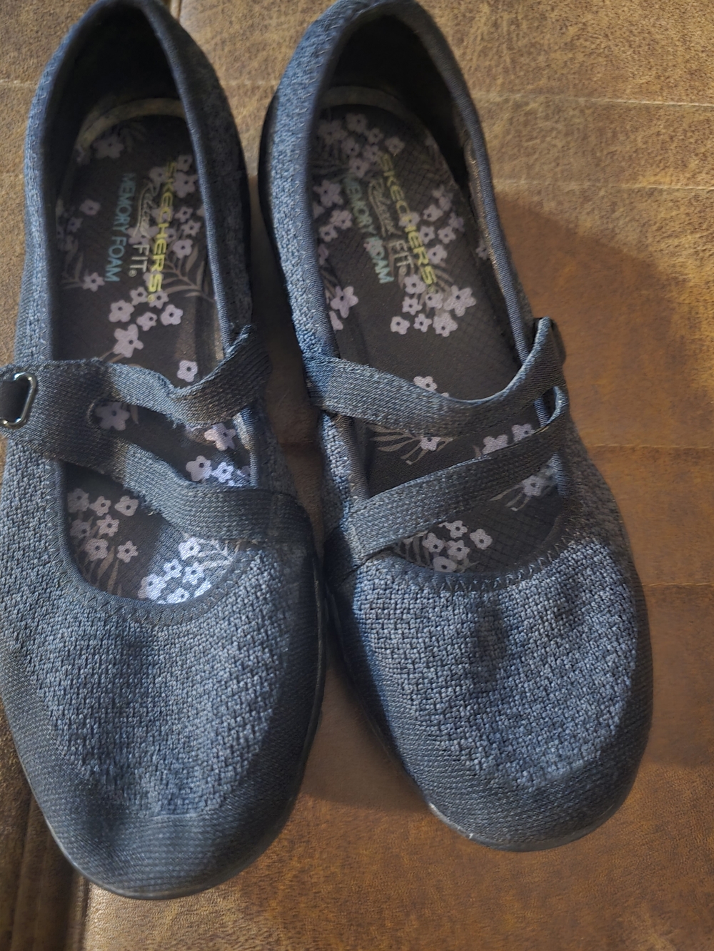 Skechers Black Dual-Strap Mary Jane Flats